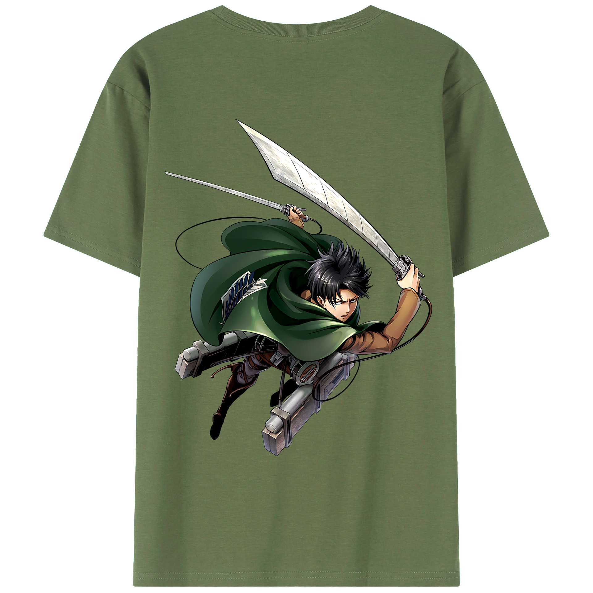 （画像用） 進撃の巨人 リヴァイ·アッカーマン Attack on Titan Levi Ackerman 綿100％ メンズ半袖Tシャツ（バックプリント） 通気性